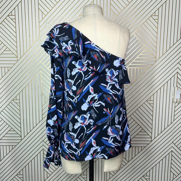 Tanya Taylor One Shoulder Floral‎ Orla Top in Blue Size 6 - Picture 10 of 12